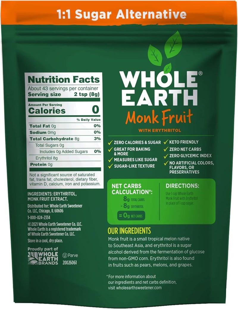Whole Earth Monk Fruit Sweetener with Erythritol - 12 oz - Image 2